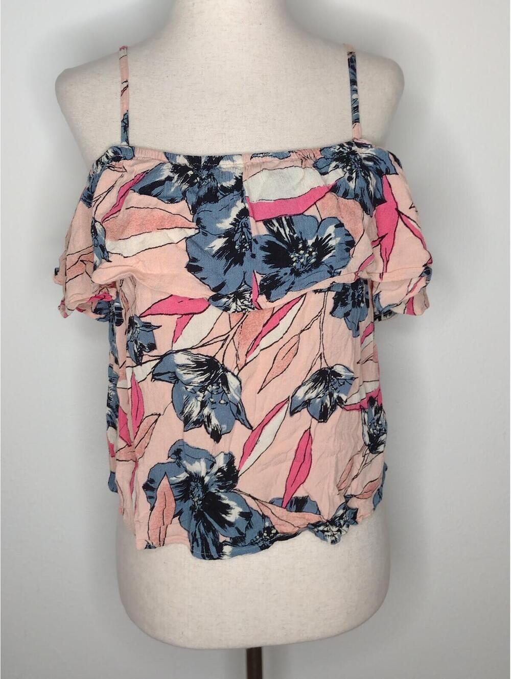 Preloved Billabong Women's Pink/Blue Floral Top Size Small